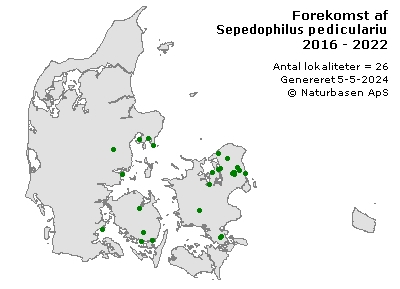 Sepedophilus pedicularius - udbredelseskort