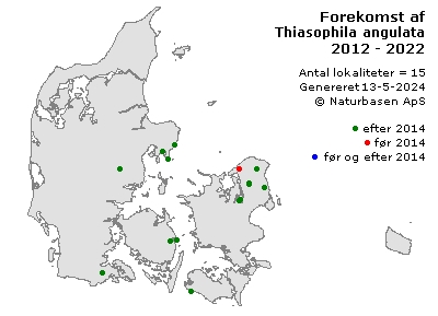 Thiasophila angulata - udbredelseskort