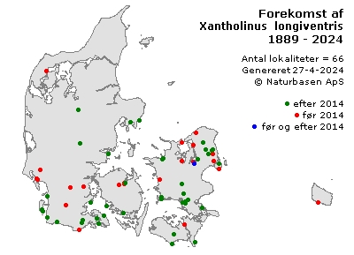 Xantholinus longiventris - udbredelseskort