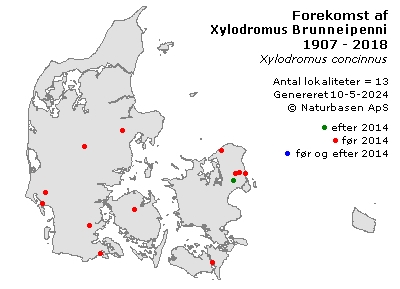 Xylodromus Brunneipennis - udbredelseskort
