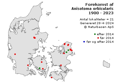 Anisotoma orbicularis - udbredelseskort