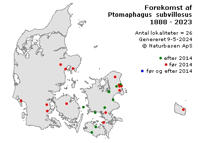 Ptomaphagus subvillosus - udbredelseskort