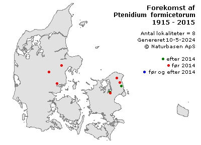 Ptenidium formicetorum - udbredelseskort