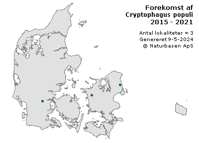 Cryptophagus populi - udbredelseskort
