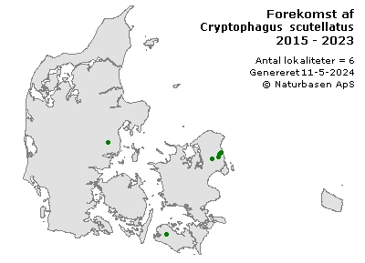 Cryptophagus scutellatus - udbredelseskort