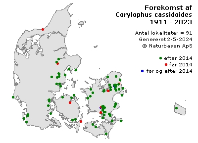 Corylophus cassidoides - udbredelseskort