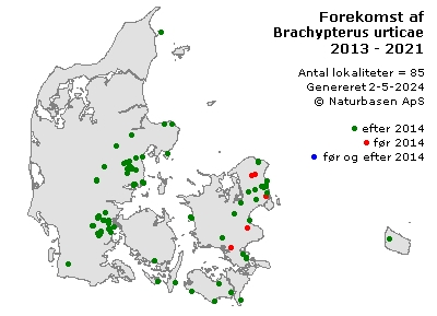 Brachypterus urticae - udbredelseskort