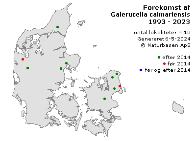 Galerucella calmariensis - udbredelseskort