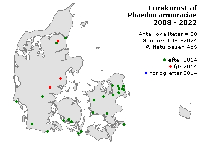 Phaedon armoraciae - udbredelseskort