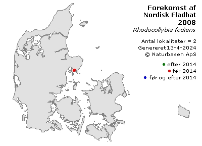 Nordisk Fladhat - udbredelseskort