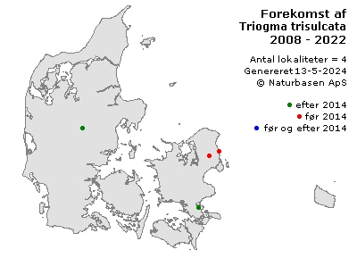 Triogma trisulcata - udbredelseskort