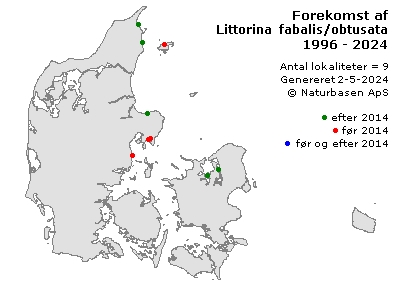 Littorina fabalis/obtusata - udbredelseskort