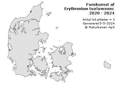 Erythronium tuolumnense - udbredelseskort