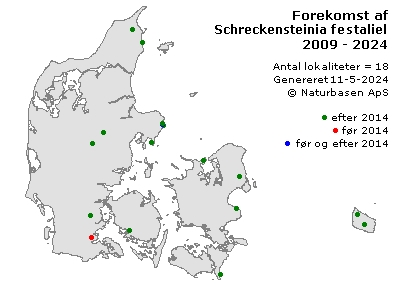 Schreckensteinia festaliella - udbredelseskort