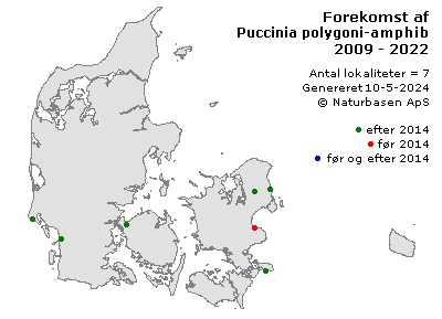 Puccinia polygoni-amphibii - udbredelseskort