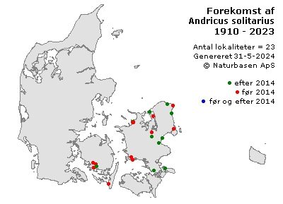 Andricus solitarius - udbredelseskort
