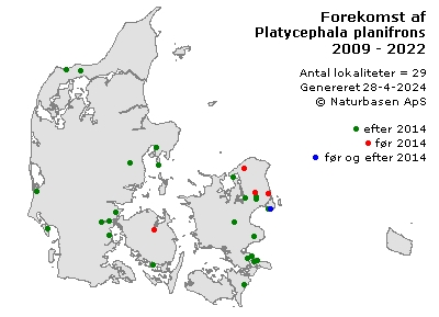 Platycephala planifrons - udbredelseskort