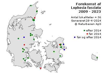 Lophosia fasciata - udbredelseskort