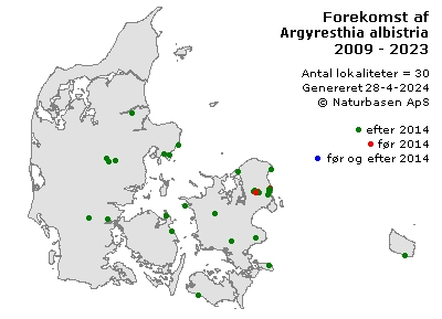 Argyresthia albistria - udbredelseskort
