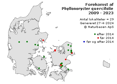 Phyllonorycter quercifoliella - udbredelseskort