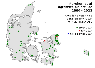 Agromyza alnibetulae - udbredelseskort