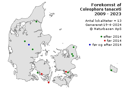 Coleophora tanaceti - udbredelseskort