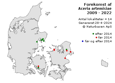 Aceria artemisiae - udbredelseskort