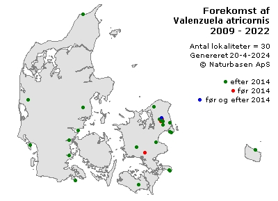 Valenzuela atricornis - udbredelseskort