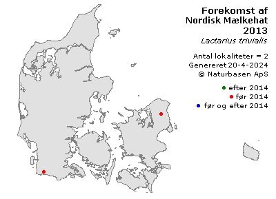 Nordisk Mælkehat - udbredelseskort