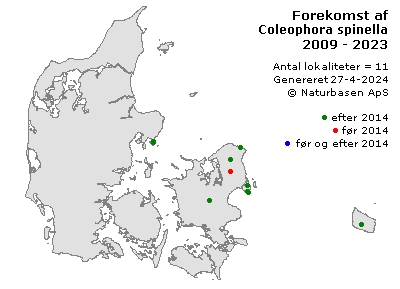 Coleophora spinella - udbredelseskort
