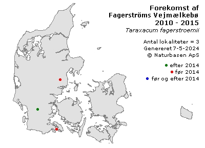 Fagerströms Vejmælkebøtte - udbredelseskort