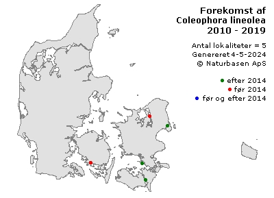 Coleophora lineolea - udbredelseskort