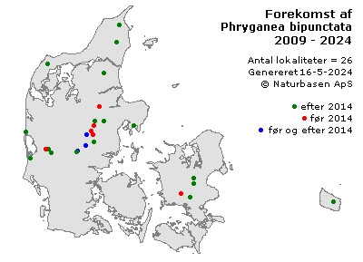 Phryganea bipunctata - udbredelseskort