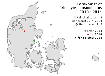 Eriophyes lateannulatus - udbredelseskort
