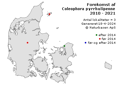 Coleophora pyrrhulipennella - udbredelseskort