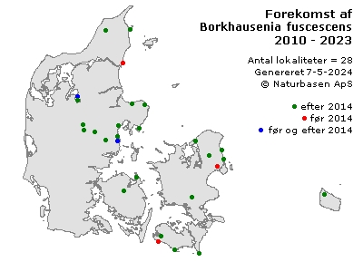 Borkhausenia fuscescens - udbredelseskort