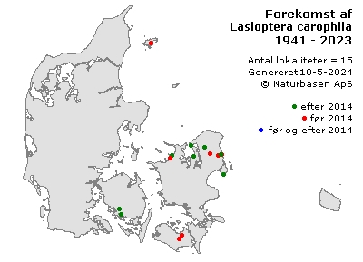 Lasioptera carophila - udbredelseskort