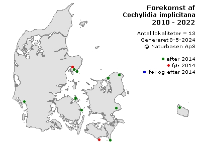 Cochylidia implicitana - udbredelseskort