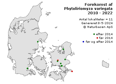 Phytoliriomyza variegata - udbredelseskort