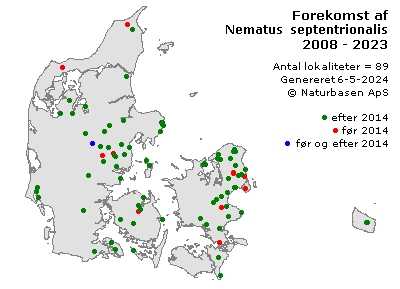 Nematus septentrionalis - udbredelseskort