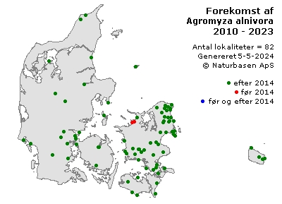 Agromyza alnivora - udbredelseskort