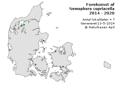 Nemophora cupriacella - udbredelseskort