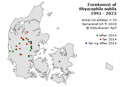 Rhyacophila nubila - udbredelseskort