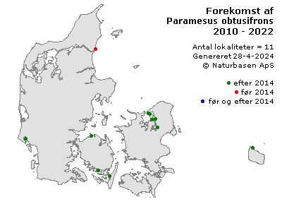 Paramesus obtusifrons - udbredelseskort