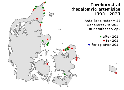Rhopalomyia artemisiae - udbredelseskort