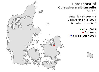 Coleophora albitarsella - udbredelseskort