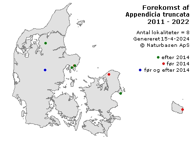Appendicia truncata - udbredelseskort