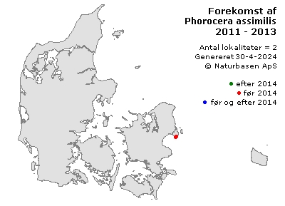 Phorocera assimilis - udbredelseskort
