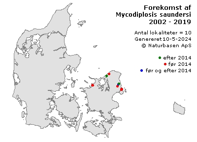Mycodiplosis saundersi - udbredelseskort