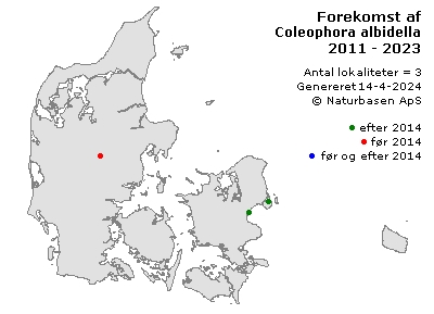 Coleophora albidella - udbredelseskort